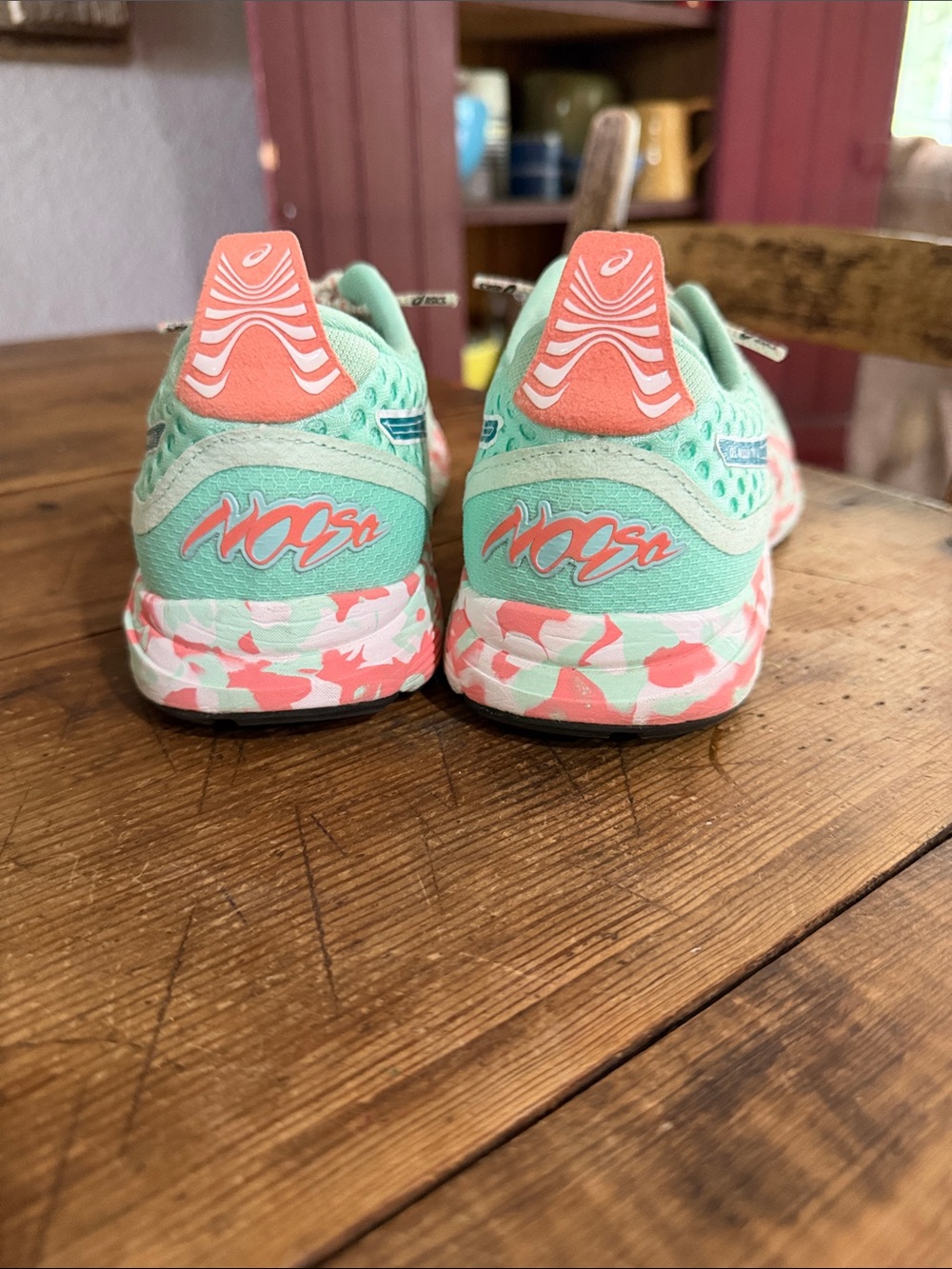ASICS mint green & coral athletic running shoes - Picture 2 of 7
